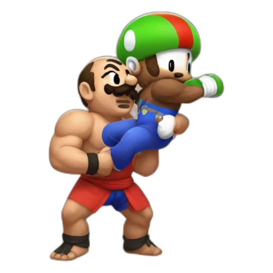 Super Mario wrestling with gandhi sticker