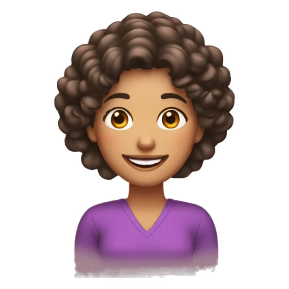 Mujer morena con pelo rizado y una gran sonrisa sticker