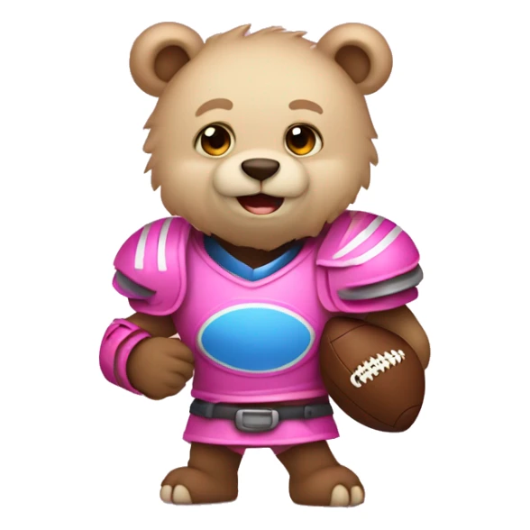 blue eyed bear in pink armor playing football sticker