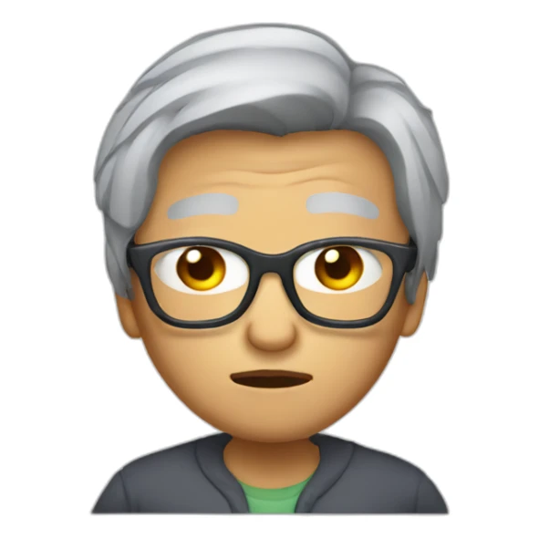 Chinese grey hair wear glasses thumb down sticker