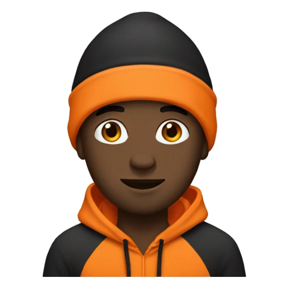 black man in orange hoodie and black beanie sticker