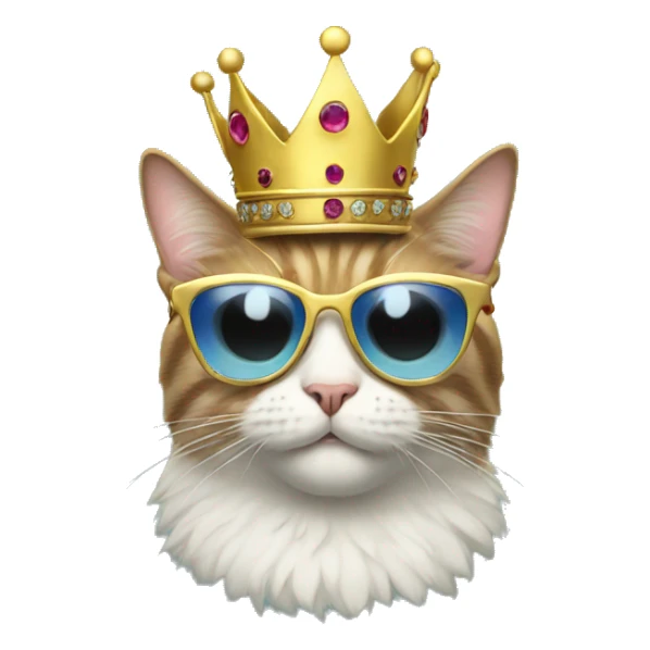 Cat with sunglasses and a crown sticker