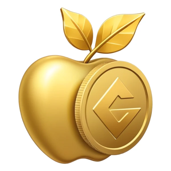 apple style emoji of a downward arrow and coin, alternate version, representing Senkende Kosten (lowering costs) sticker