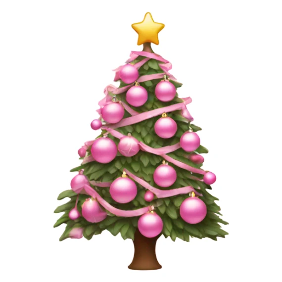 Pink Christmas tree with light pink ornaments sticker