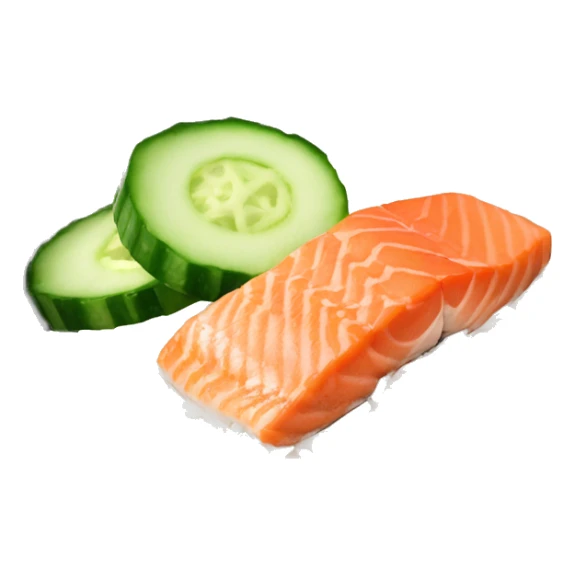 Rice bowl with salmon, cucumber and sesame seeds  sticker