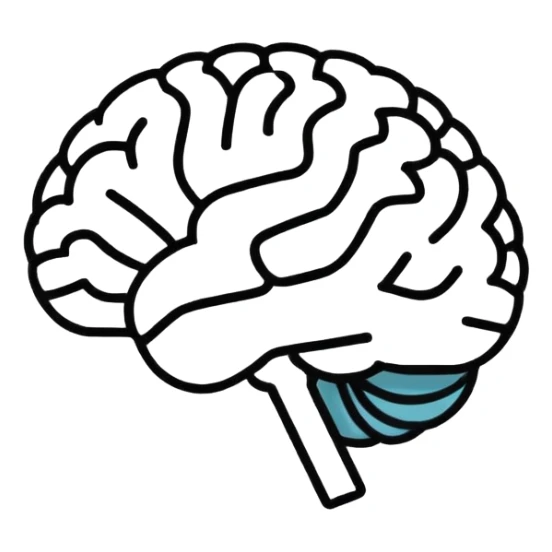 Super minimal brain icon, outline style, YouTube play triangle subtly integrated in center, single line art, monochrome or two-tone, clean vector, suitable for small size display, modern flat design sticker