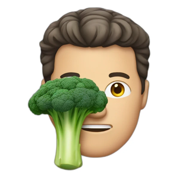 mark whalberg with a broccoli instead of his head sticker