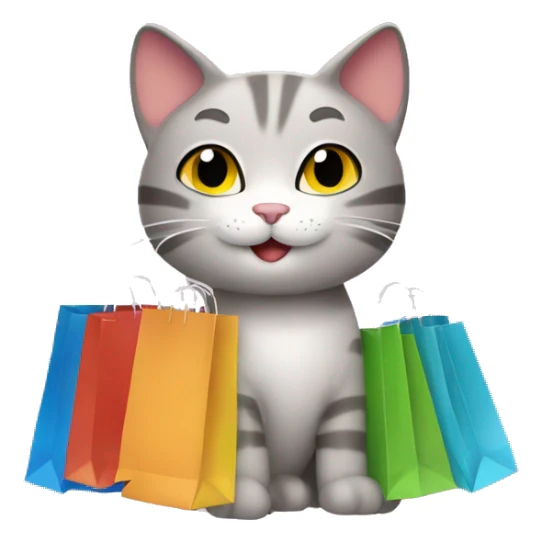 happy gay cat with shopping bags sticker