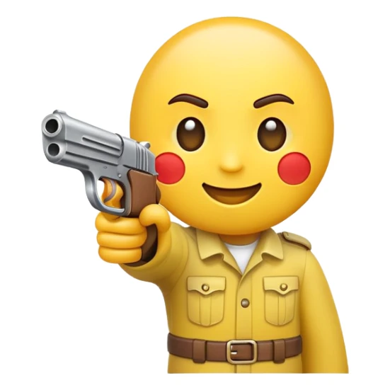 Happy emoji poiting a gun at itself sticker