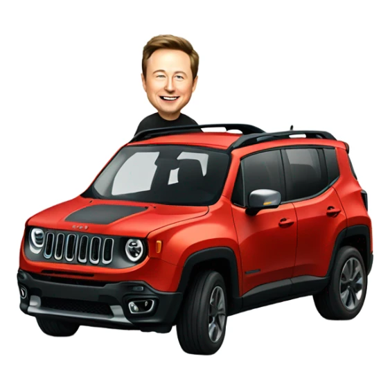 elon musk driving a jeep renegade sticker
