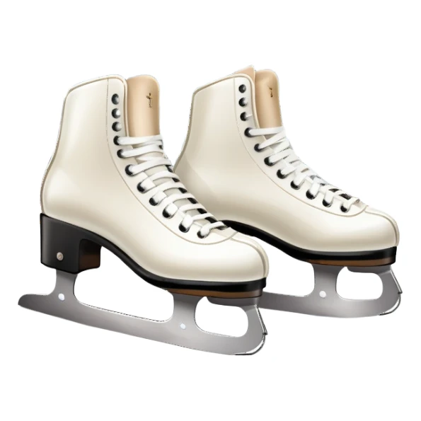 An icon featuring a pair of elegant figure skates resting on scratched, worn ice. In the background, cheering spectators fill the stands of a grand stadium, creating a vibrant atmosphere. Transparent background highlights the essence of figure skating performance sticker