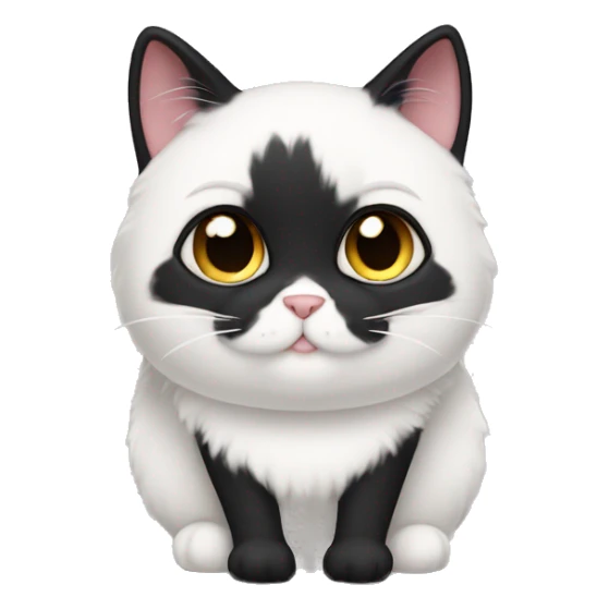 Fat fluffy black and white tuxedo cat sticker