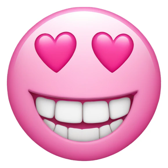 No teeth Smile emoji with 2 pink hearts  sticker