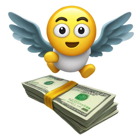 Money with wings flying away sticker
