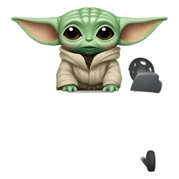 baby yoda in a helicopter sticker