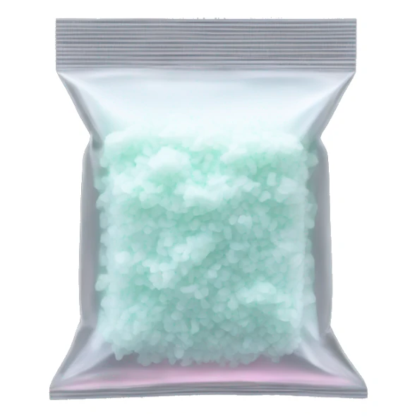 White Salt filling half of a small clear FLUORESCENT baggie with no face  sticker