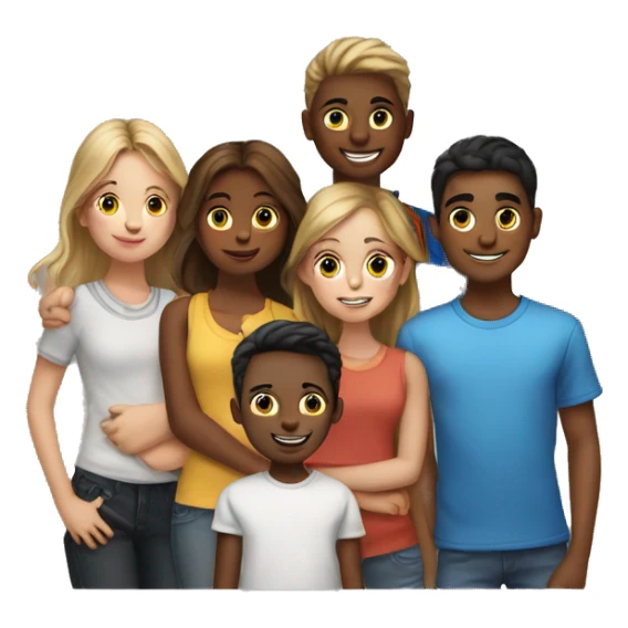 SEVEN  GIRLS AND TWO BOYS POSING FOR A PHOTO sticker