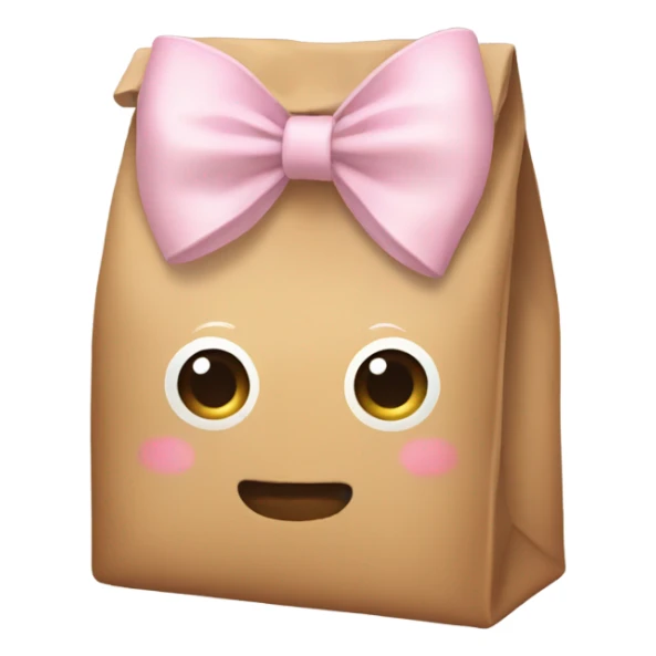 Brown bag with pastel cream bow sticker