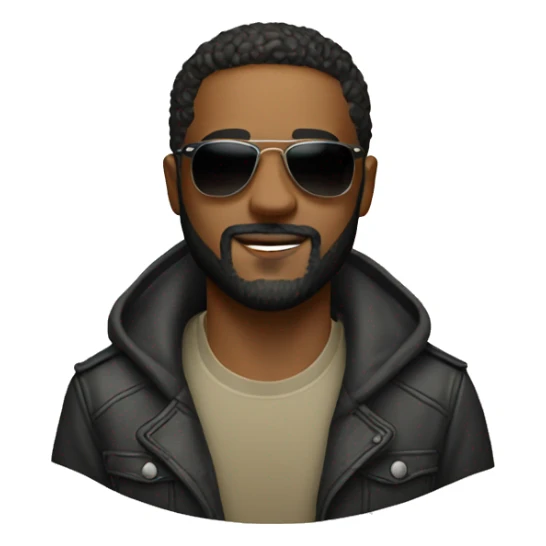 man with earrings and beard with Ray Ban Aviator sticker