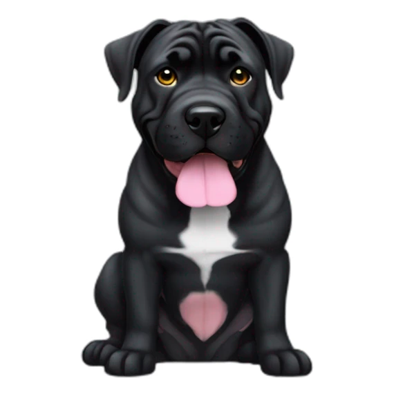 Full black presa canario dog cropped ears sticker