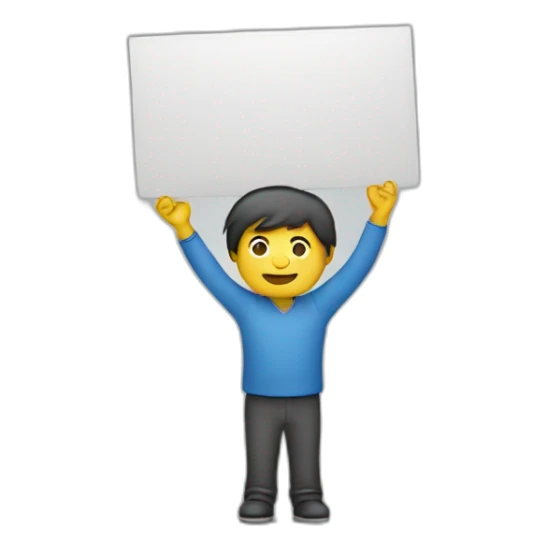 person holding a sign above his head sticker