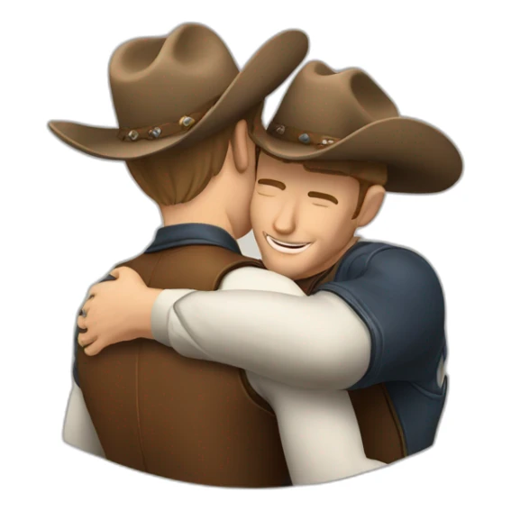 White male cowboys hug from behind sticker