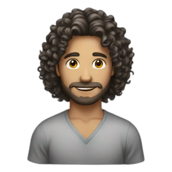 curly long hair male sticker