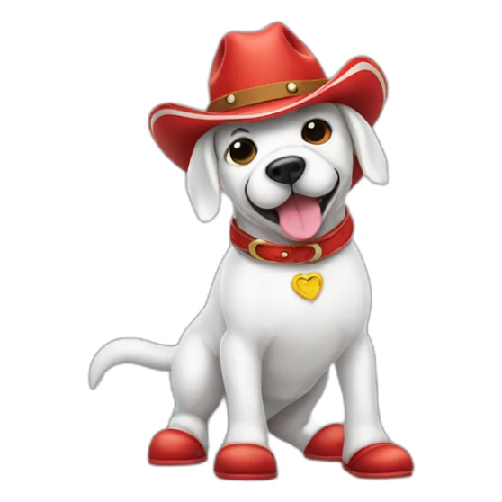 dog dressed as a ghost wearing red cowboy boots sticker