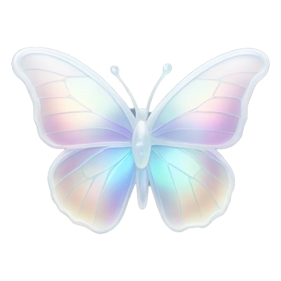 Pastel white iridescent glass crystal butterfly sticker