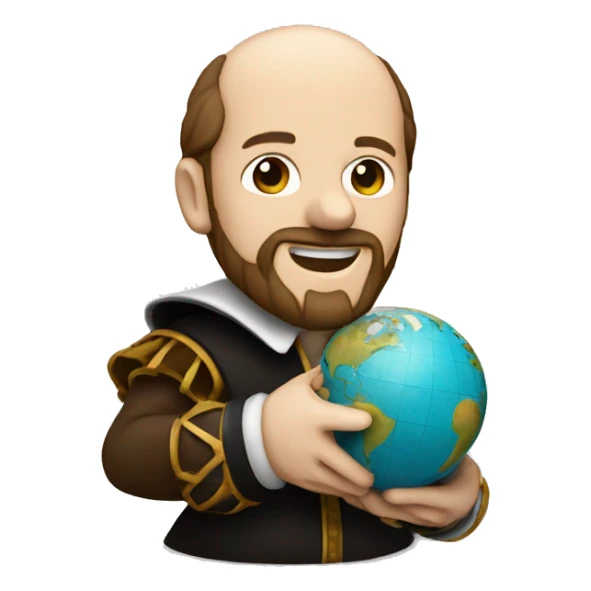 Shakespeare holds a globe in his hands sticker