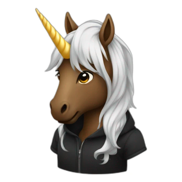 licorn in a black hoodie sticker