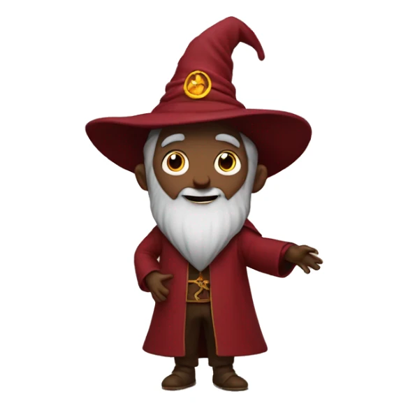 a wizard dressed in dark red is happy. full body is shown sticker