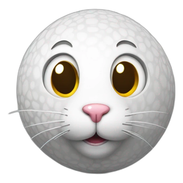3d sphere with a cartoon Rabbit skin texture with big thoughtful eyes sticker