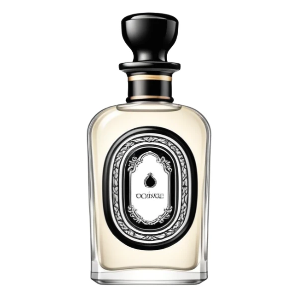 white and black luxury colonge  with a fancy luxurious design sticker