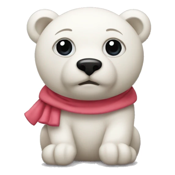 Osito blanco, sentado, con un listón rosita en el cuellos  sticker