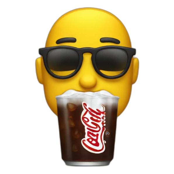 yellow geek emoji drinking cola sticker