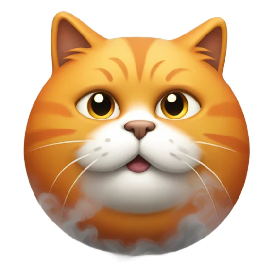 Orange fat cat with heavy smoke around him  sticker