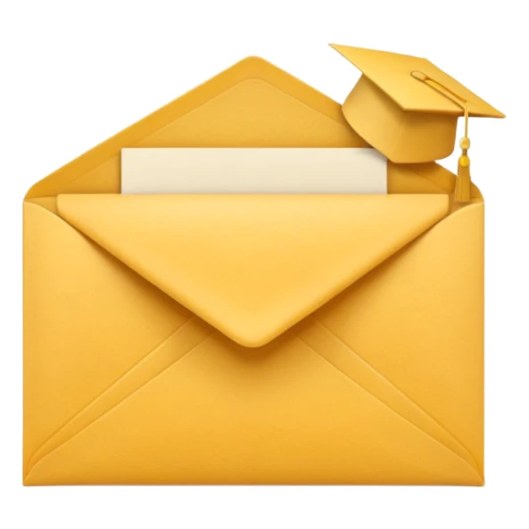 A simple emoji-style icon of a yellow manila envelope with subtle paper texture, clean edges, and a small graduation NUMBER  2017 group-photo icon on the front,  sticker