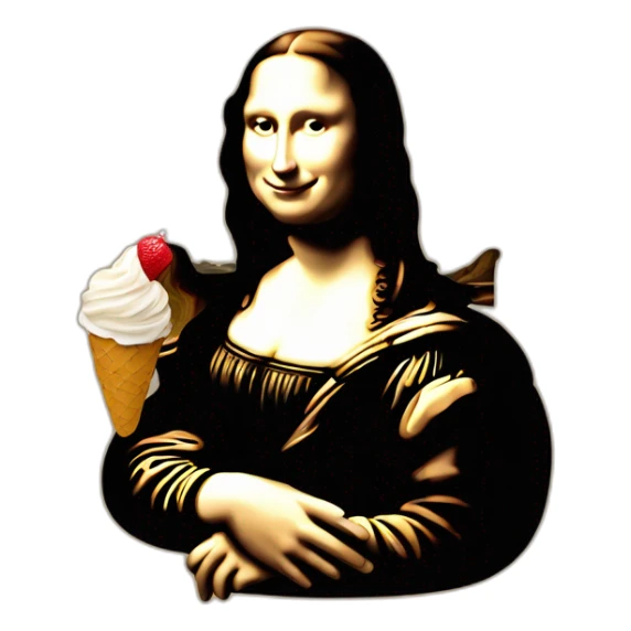 Mona Lisa painting with ice cream cone hand sticker