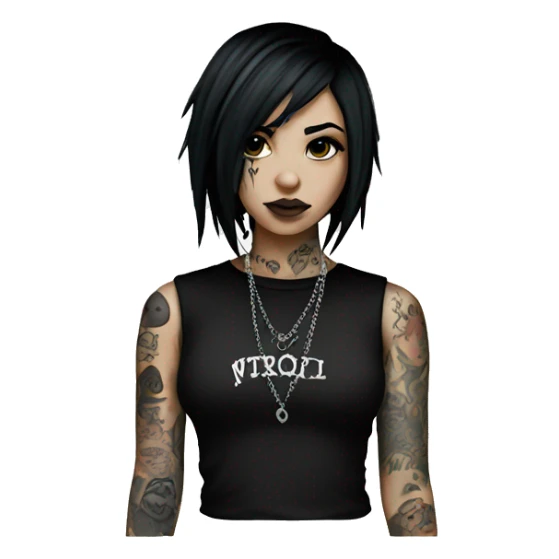 emo girl with black hair tattoos and piercings sticker