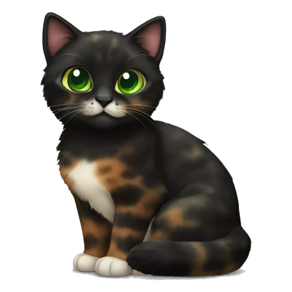 cute mostly black tortoiseshell cat with green eyes sticker