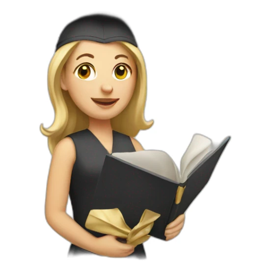 white woman with a diploma sticker