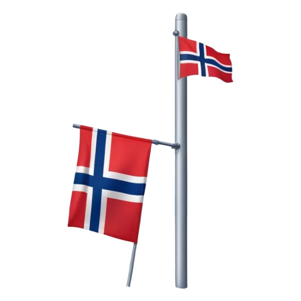 Norweigan flag on a pole on snowy ground  sticker