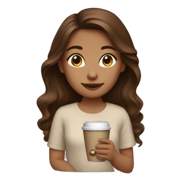 Brown hair girl with coffee sticker