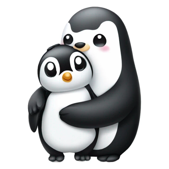 Cute penguin and cute panda hugging sticker
