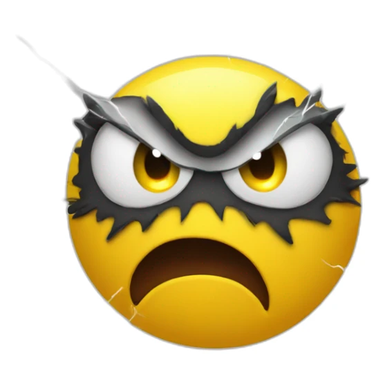 Yellow ball Emoji is angry with thunders in eyes sticker