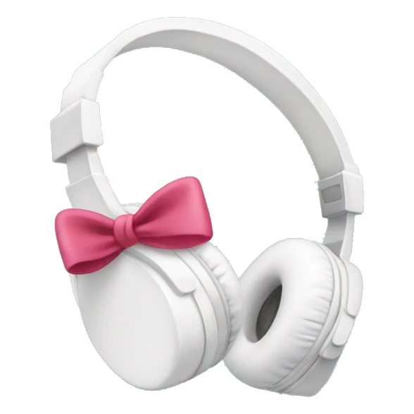 White headphones with coquette bow  sticker