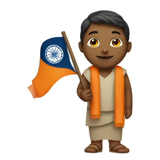 a person holding a flag with the harmony hindu symbol sticker