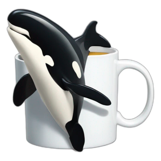 killer whale swimming in mug sticker