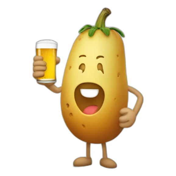 Une patate avec une bière dans les mains sticker